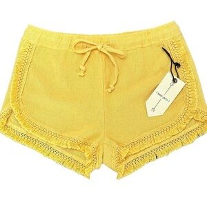 Ban Jara Yellow Gold Fringe Drawstring Waist Shorts Size‎ Medium Summer